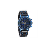 BOBO BIRD WOODEN WATCH S18 Blue Color Chronograph Quartz Watch.