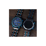BOBO BIRD WOODEN WATCH S18 Blue Color Chronograph Quartz Watch.