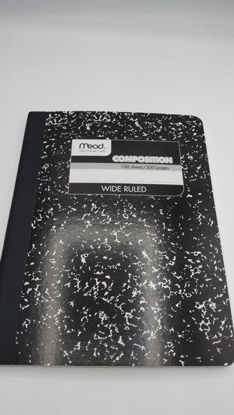 Mead Composition Notebook, Comp Book, Wide Ruled Paper, 100 Sheets, 5 Pack. $19 on Amazon. Not Here